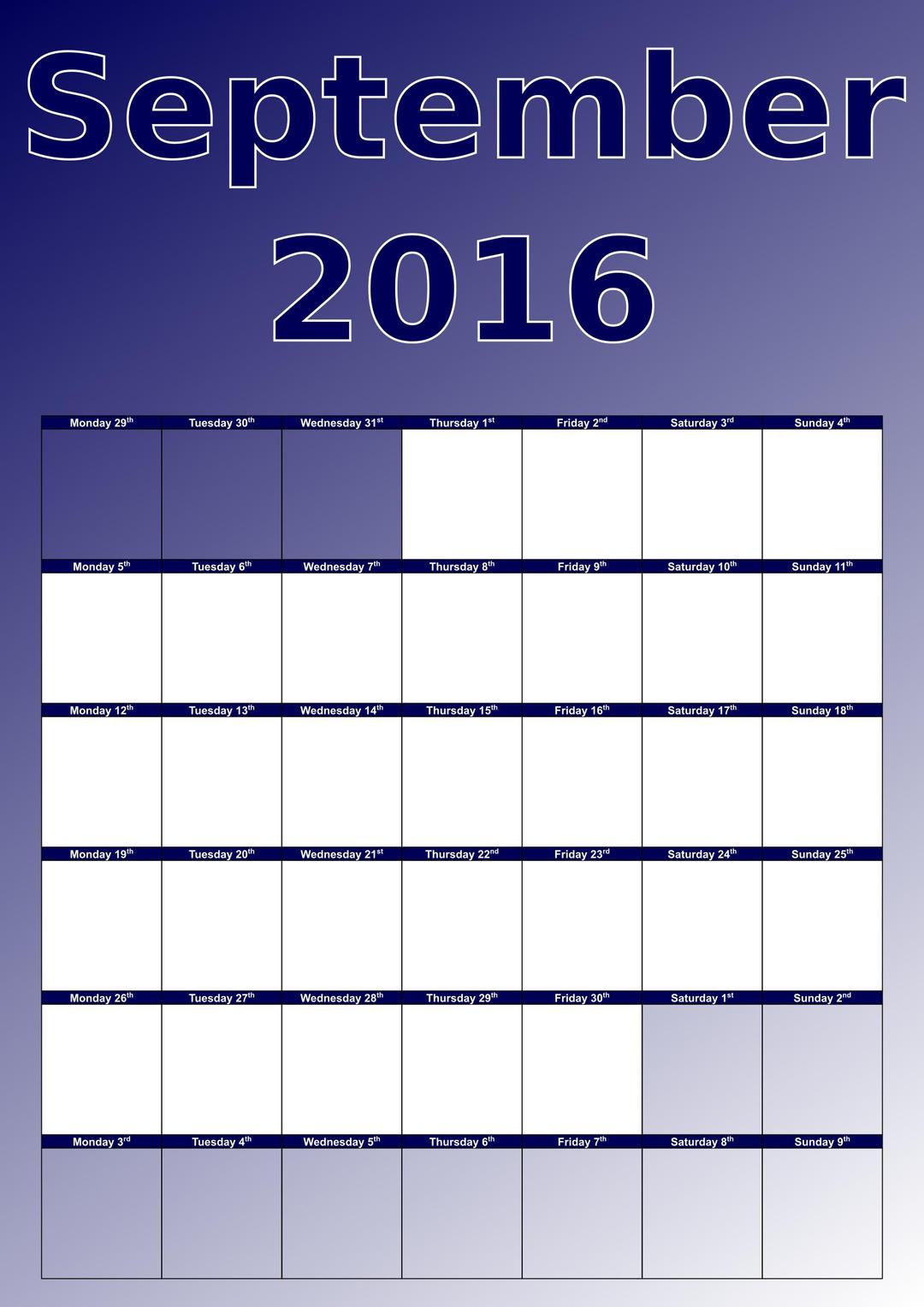 September calendar png transparent