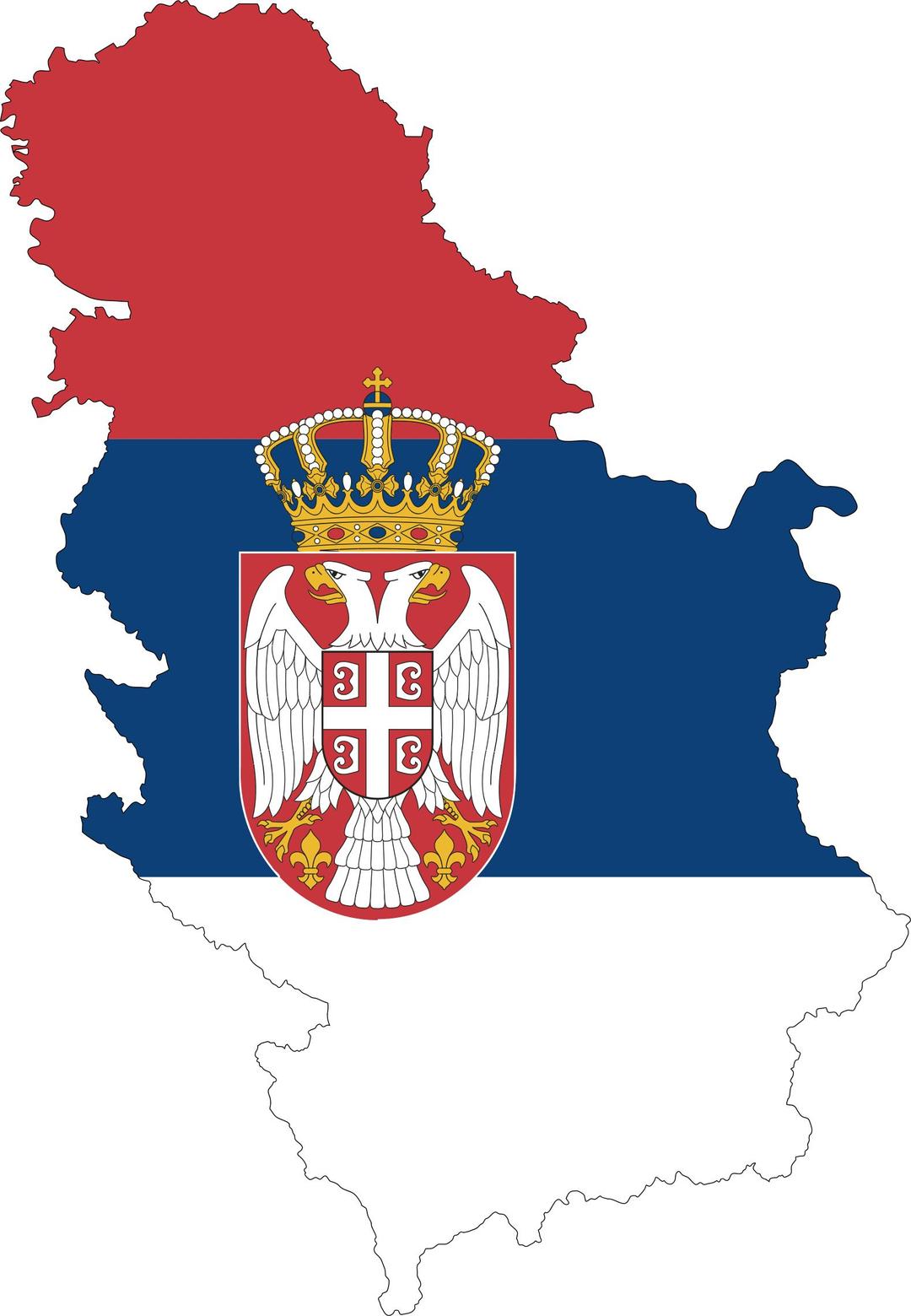 Serbia Map Flag With Stroke Fixed png transparent
