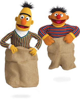 Sesame Street Bert and Ernie Bag Jumping png transparent