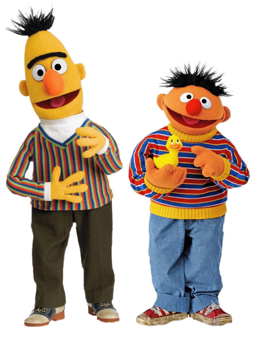 Sesame Street Bert and Ernie With Duck png transparent