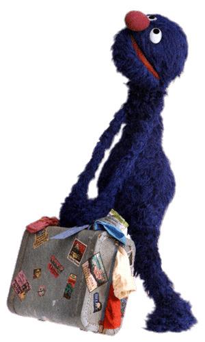 Sesame Street Grover and Suitcase png transparent