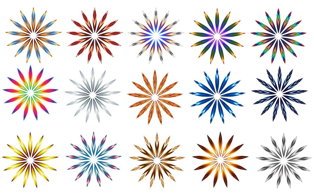 Set Of 15 Colorful "Flower" Shapes png transparent