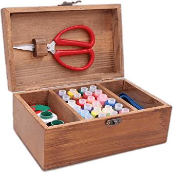 Sewing Kit In Wooden Box png transparent