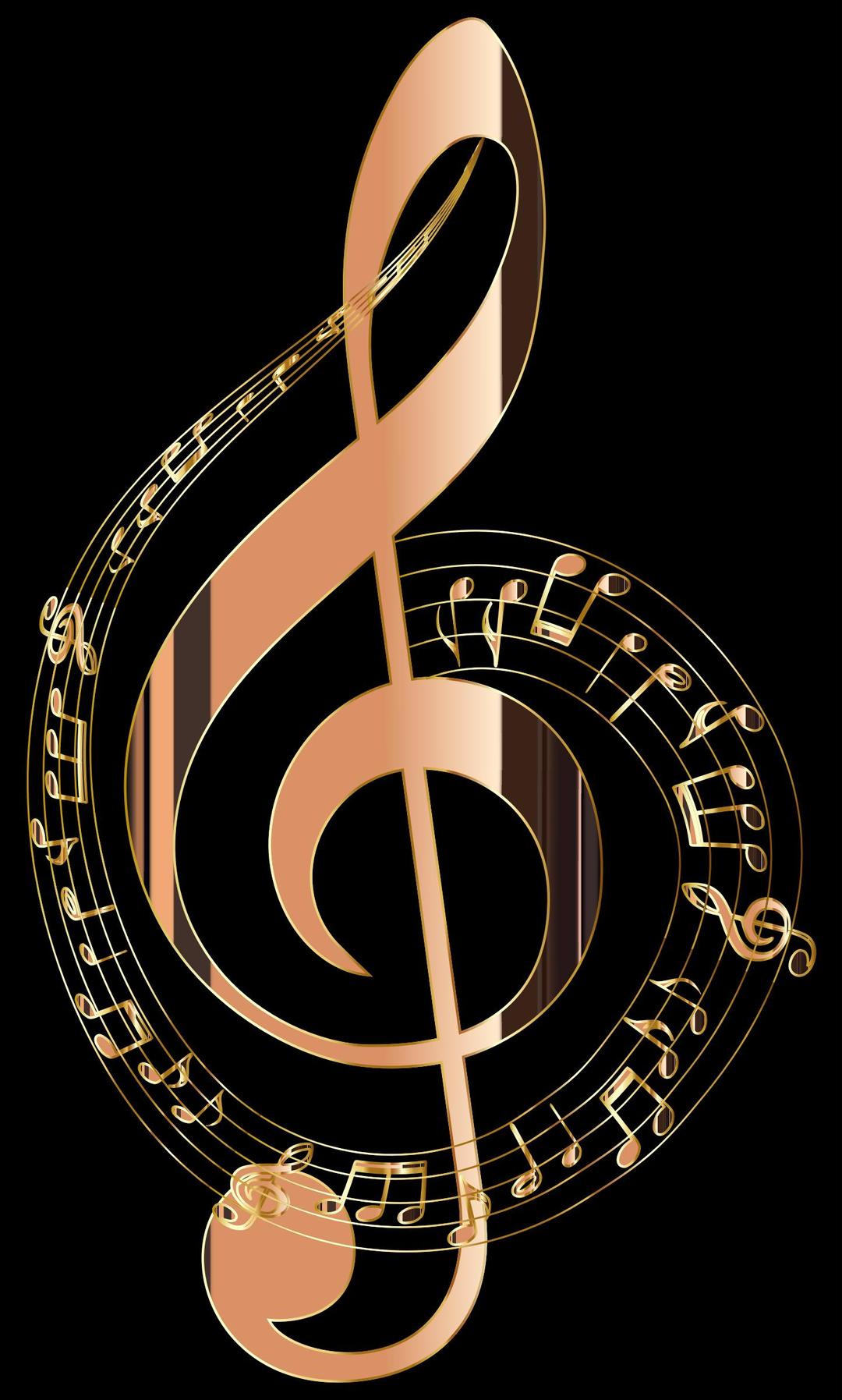 Shiny Copper Musical Notes Typography png transparent