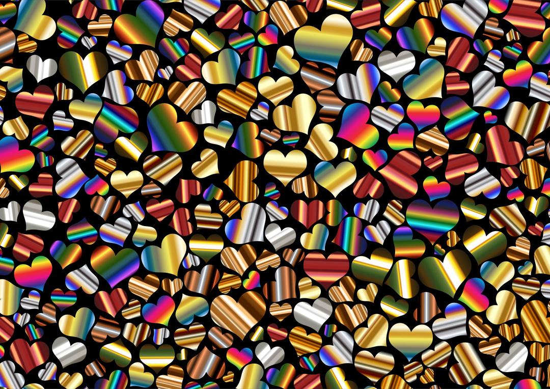 Shiny Metallic Hearts Background 3 png transparent