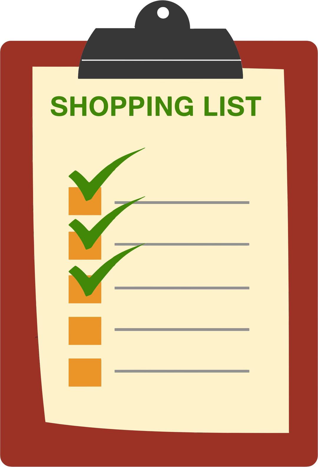 Shopping List Clipboard png transparent