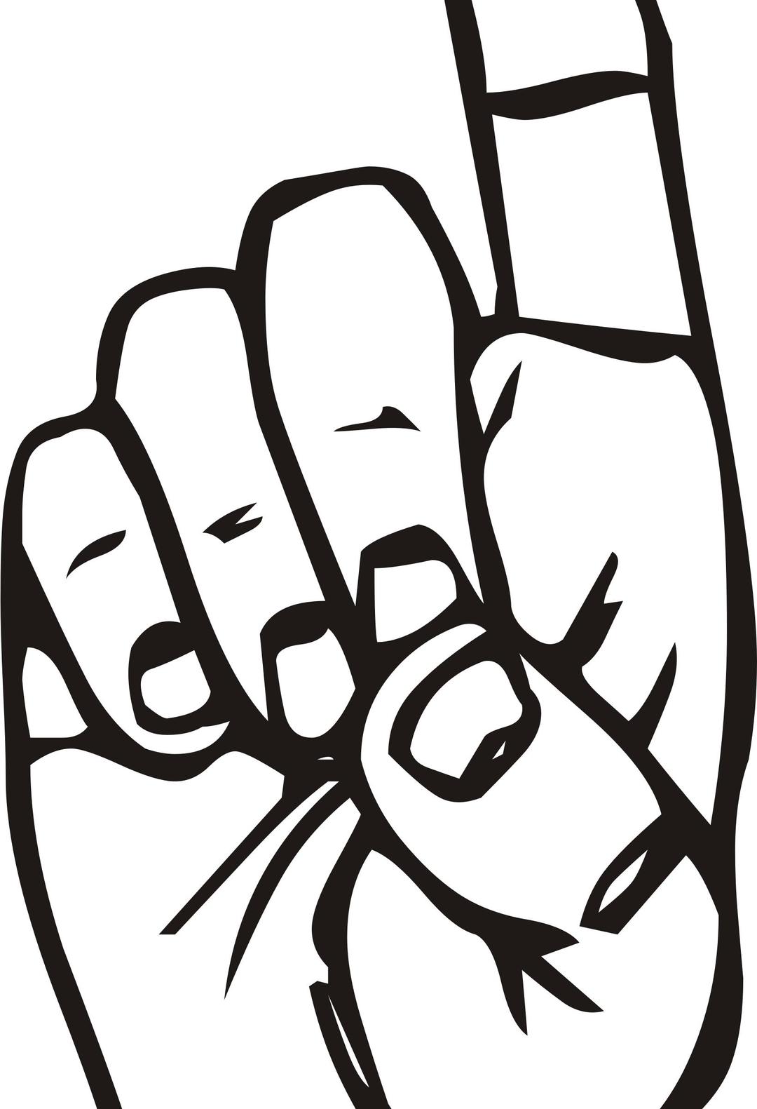 Sign language D, finger pointing png transparent