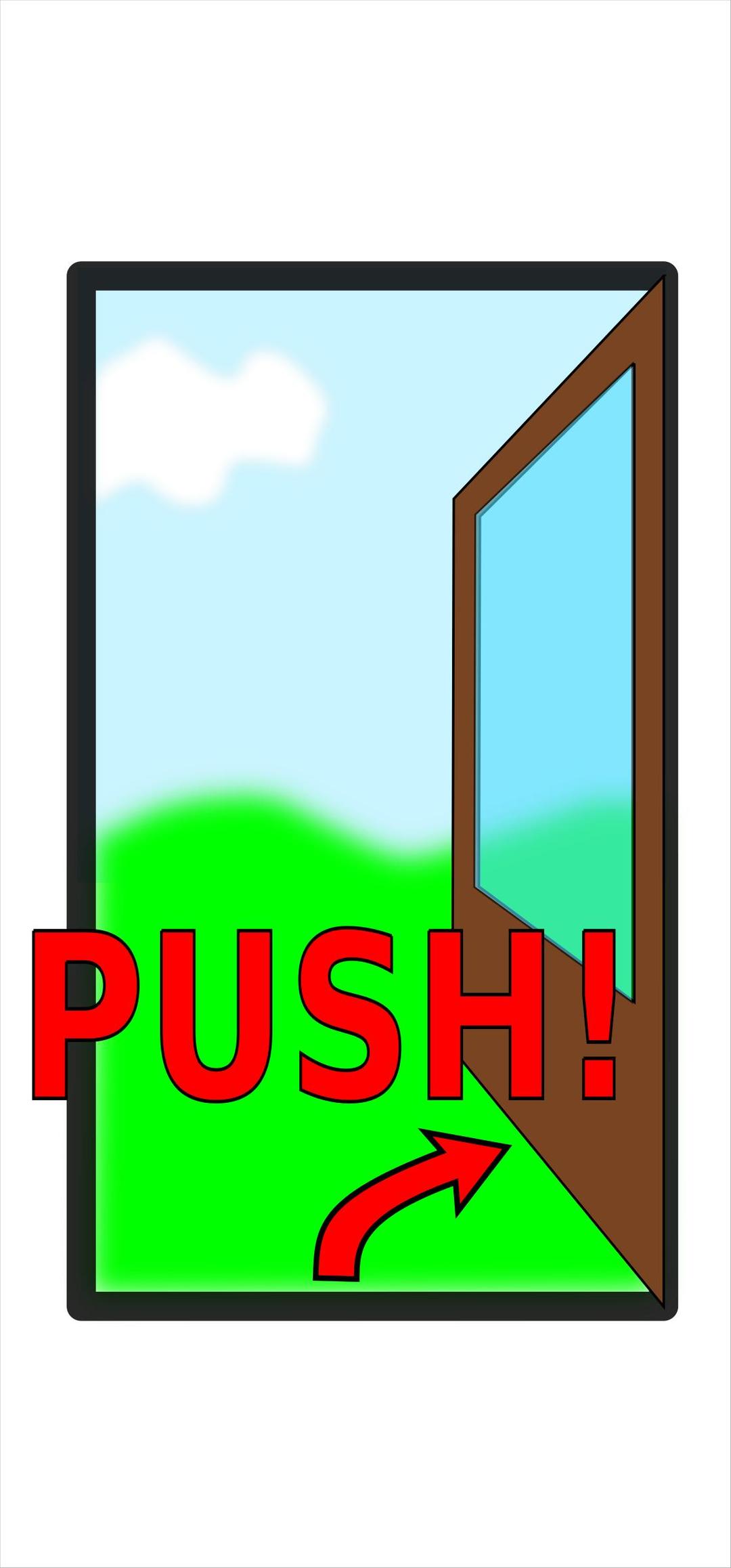 Sign "Push the door" png transparent
