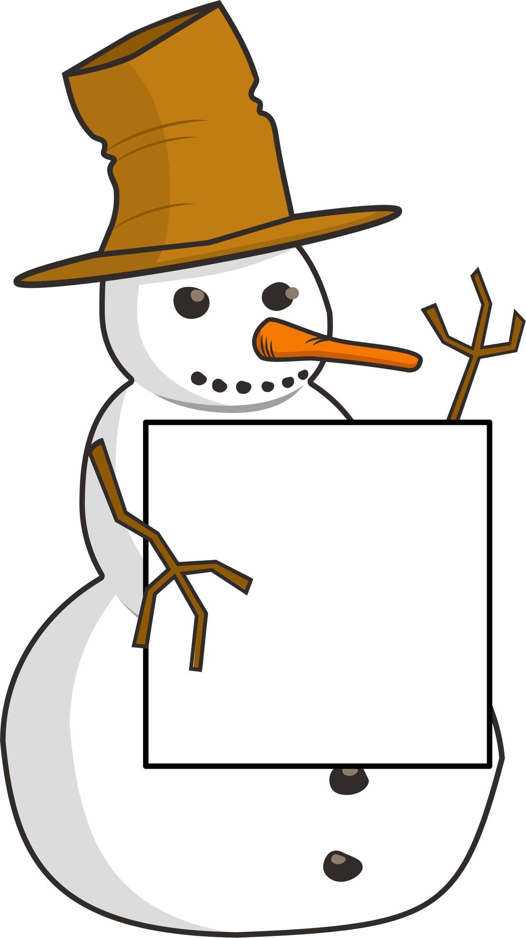 sign-holding snowman png transparent
