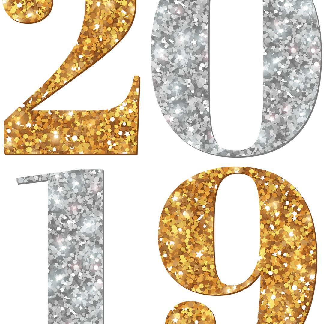 Silver and Gold 2019 Happy New Year png transparent