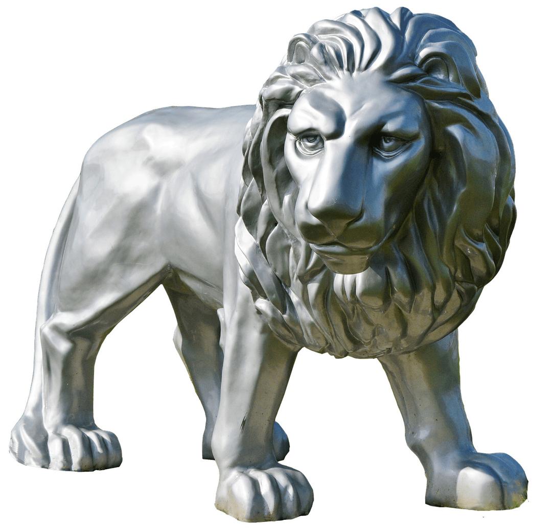Silver Lion Statue png transparent