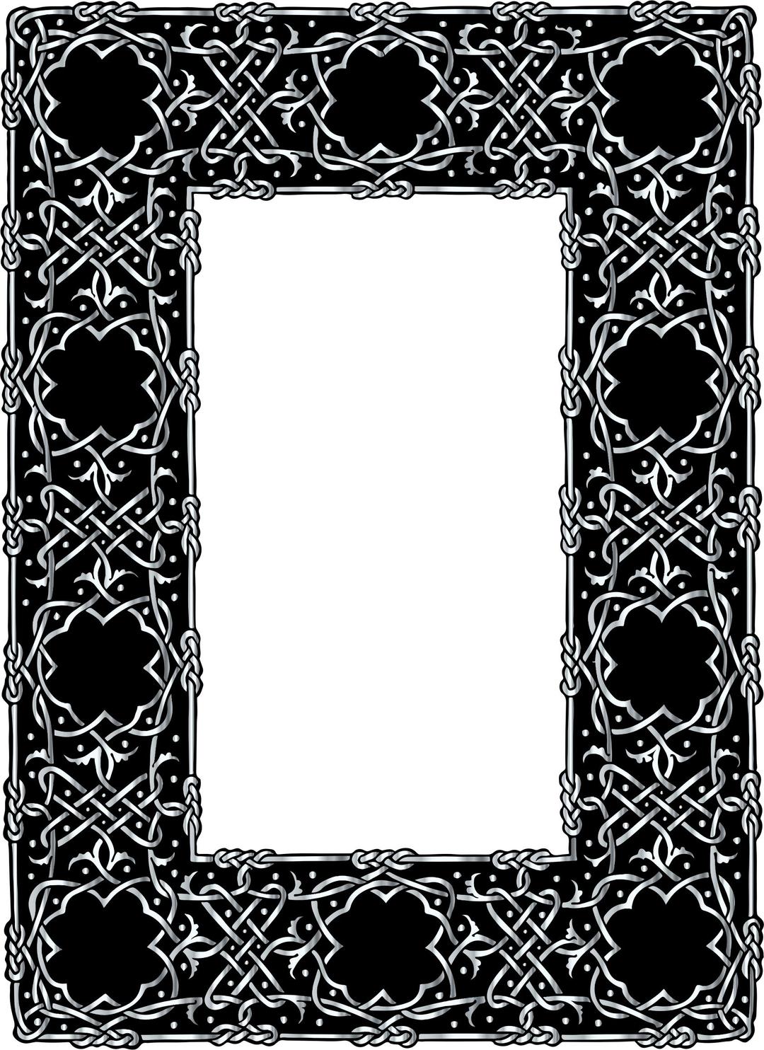 Silver Ornate Geometric Frame png transparent