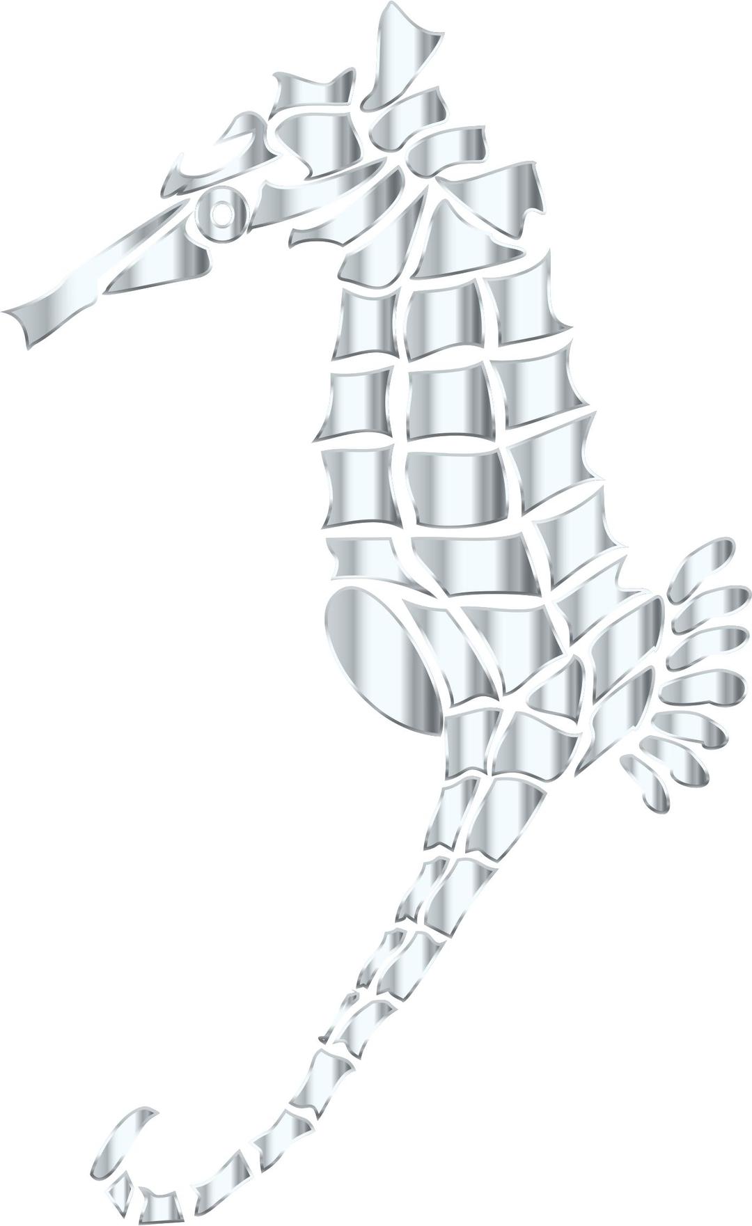 Silver Stylized Seahorse Silhouette No Background png transparent
