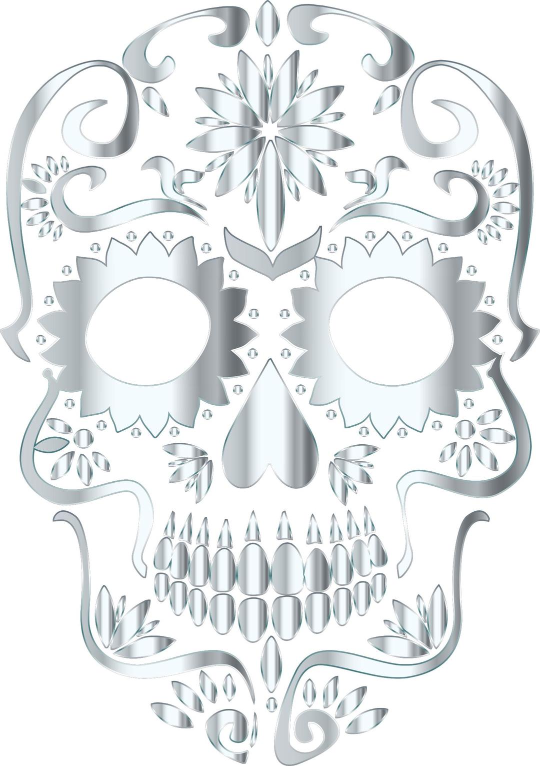 Silver Sugar Skull Silhouette No Background png transparent