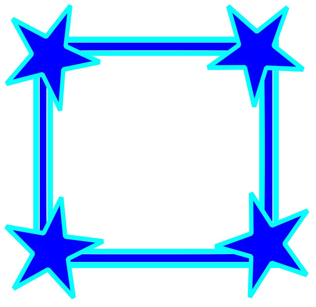 Simple Bright Blue Star Cornered Frame png transparent