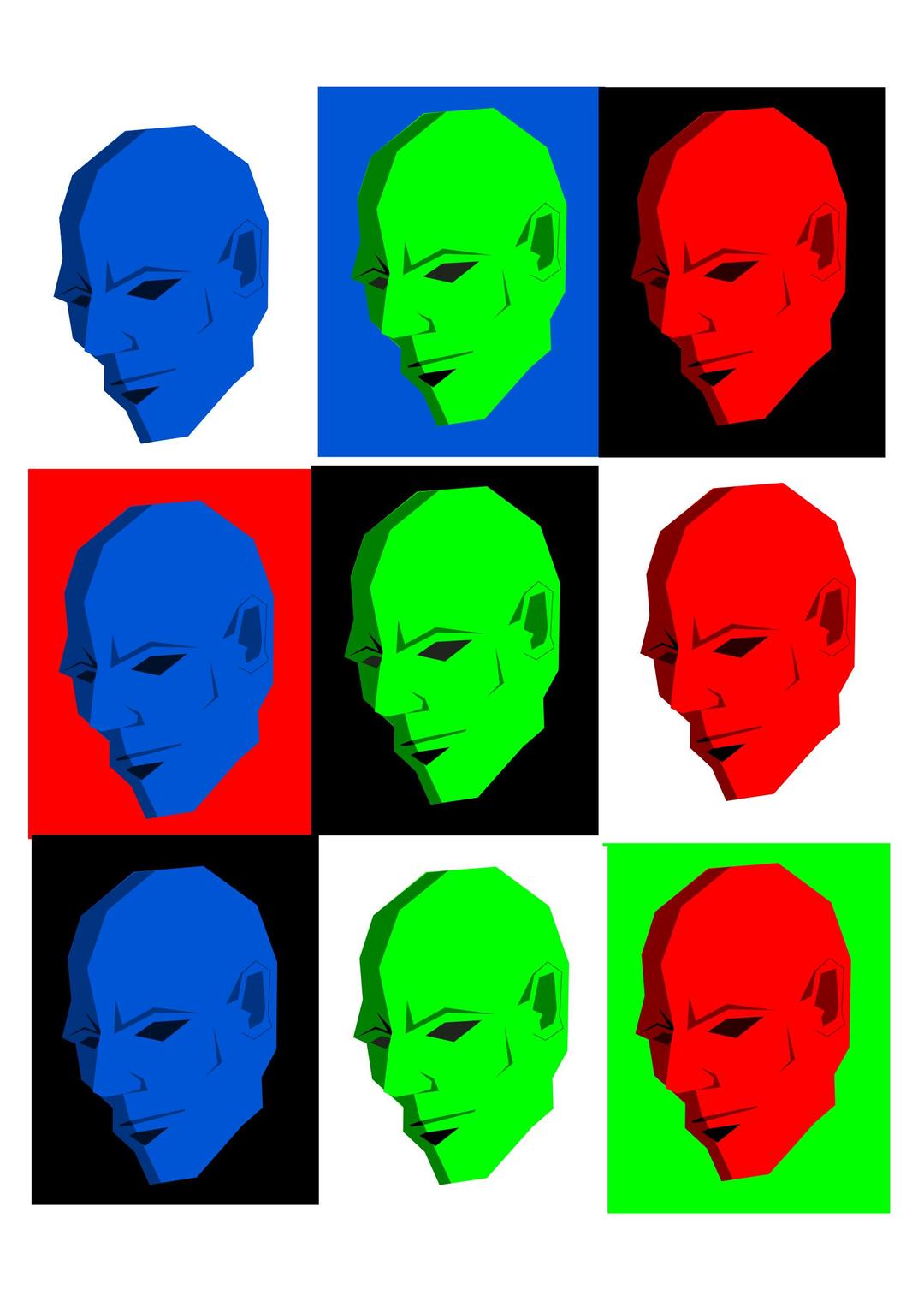Simple face in different colors png transparent
