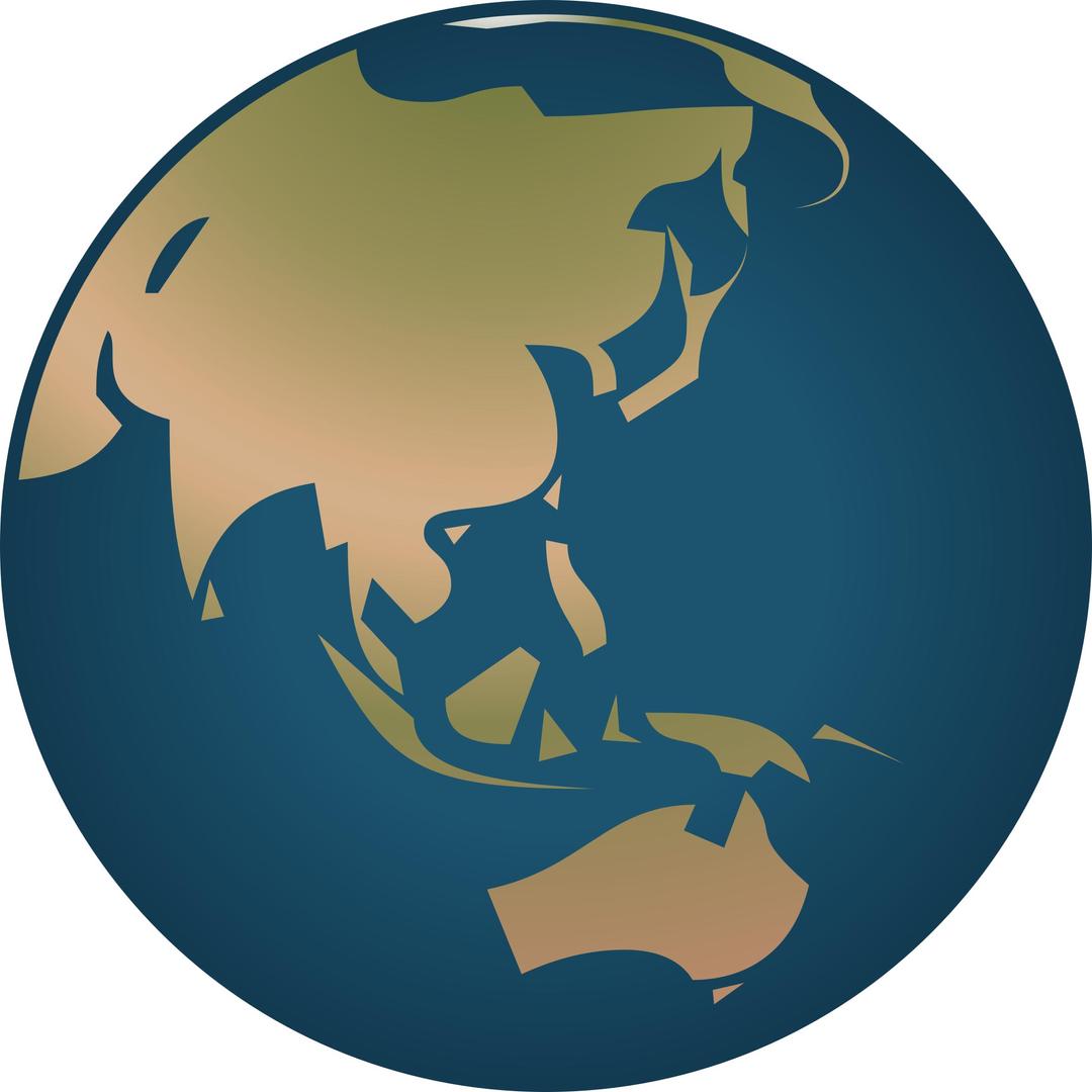 Simple Globe facing Asia and Australia png transparent