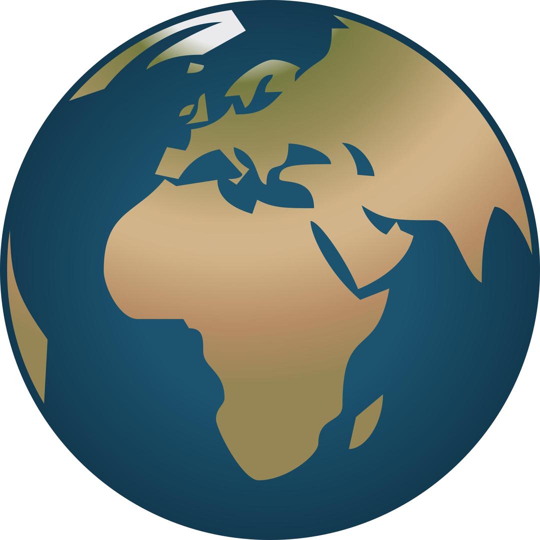 Simple Globe facing Europe and Africa png transparent