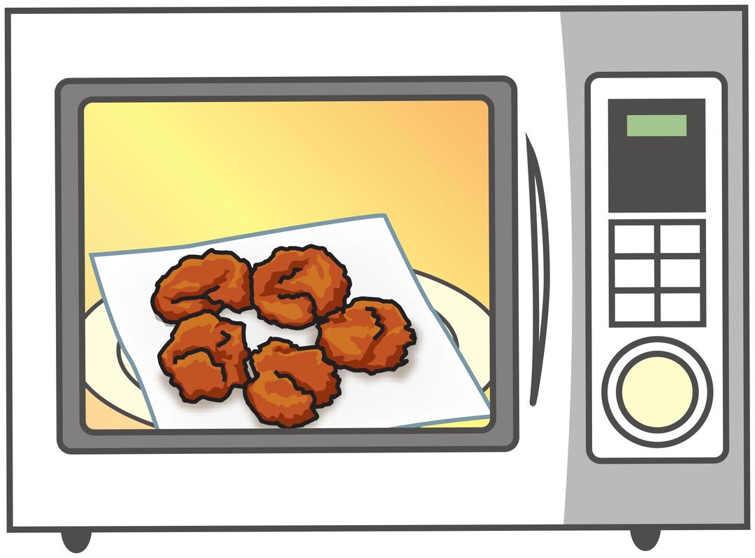 Simple microvawe oven with food inside - front view png transparent