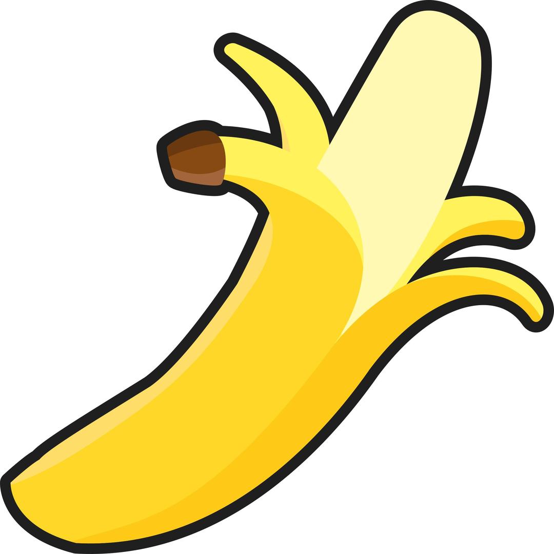 Simple Peeled Banana (Outlined) png transparent