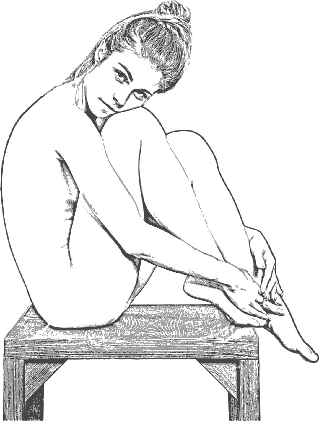 Sitting nude 3 png transparent