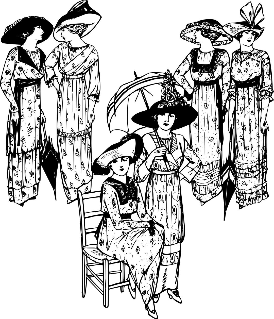 Six Ladies in Hats png transparent