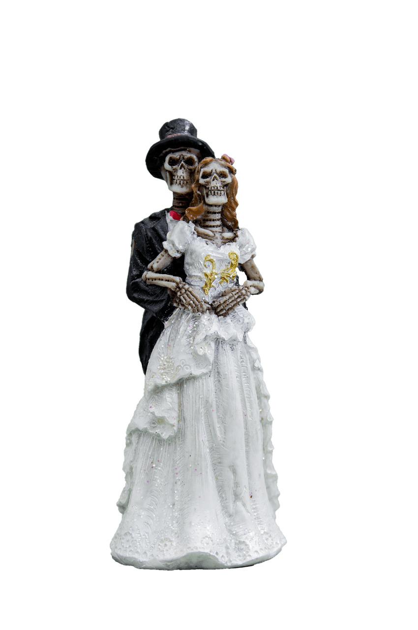 Skeleton Bride and Groom Holding png transparent