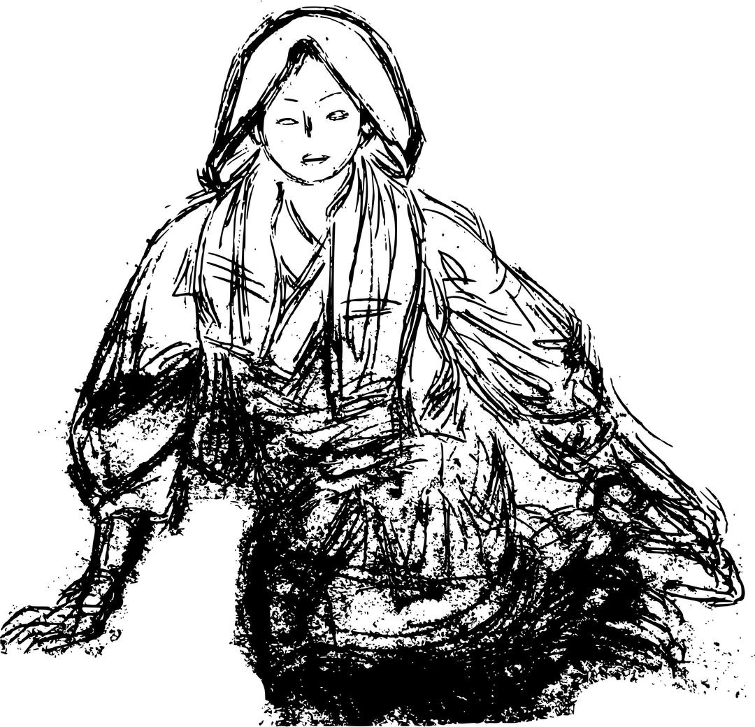 Sketch of Woman Sitting png transparent