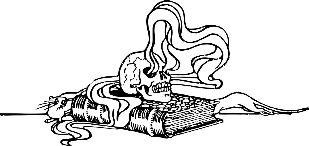 Skull and book png transparent