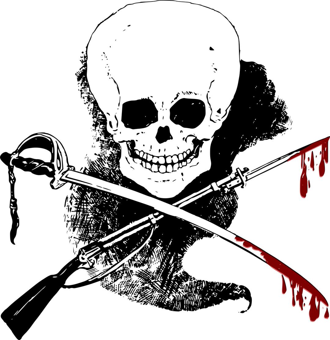 Skull, Gun, Sword and Blood png transparent
