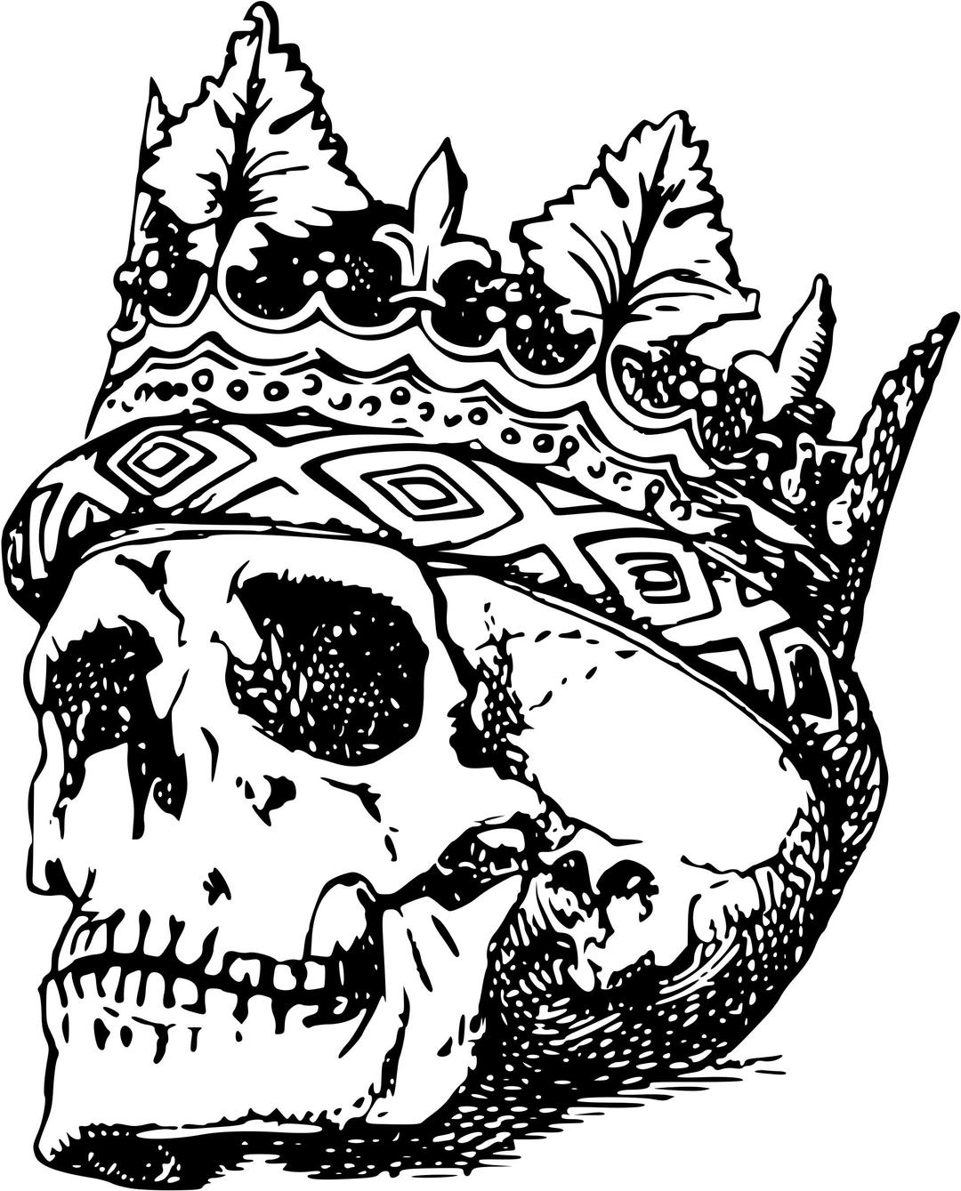 Skull wearing crown png transparent