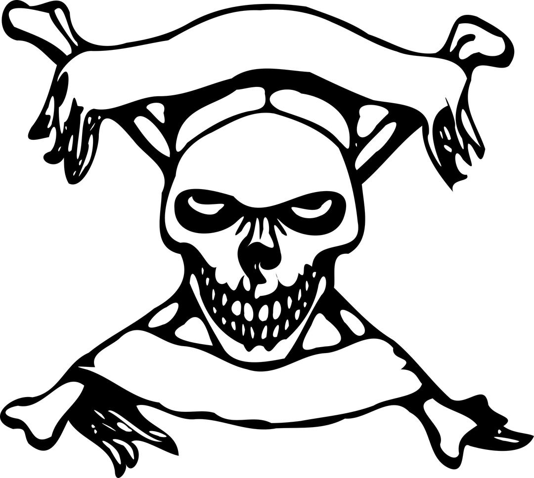 Skull with banners png transparent