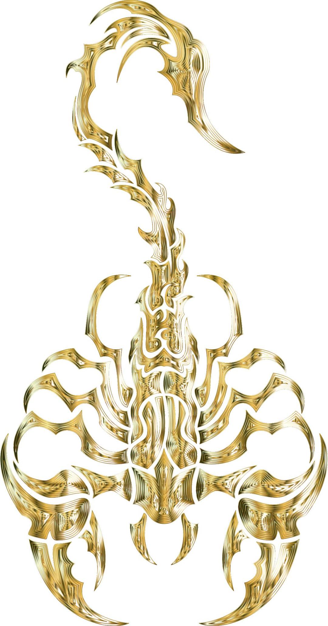 Sleek Tribal Scorpion Gold 2 png transparent