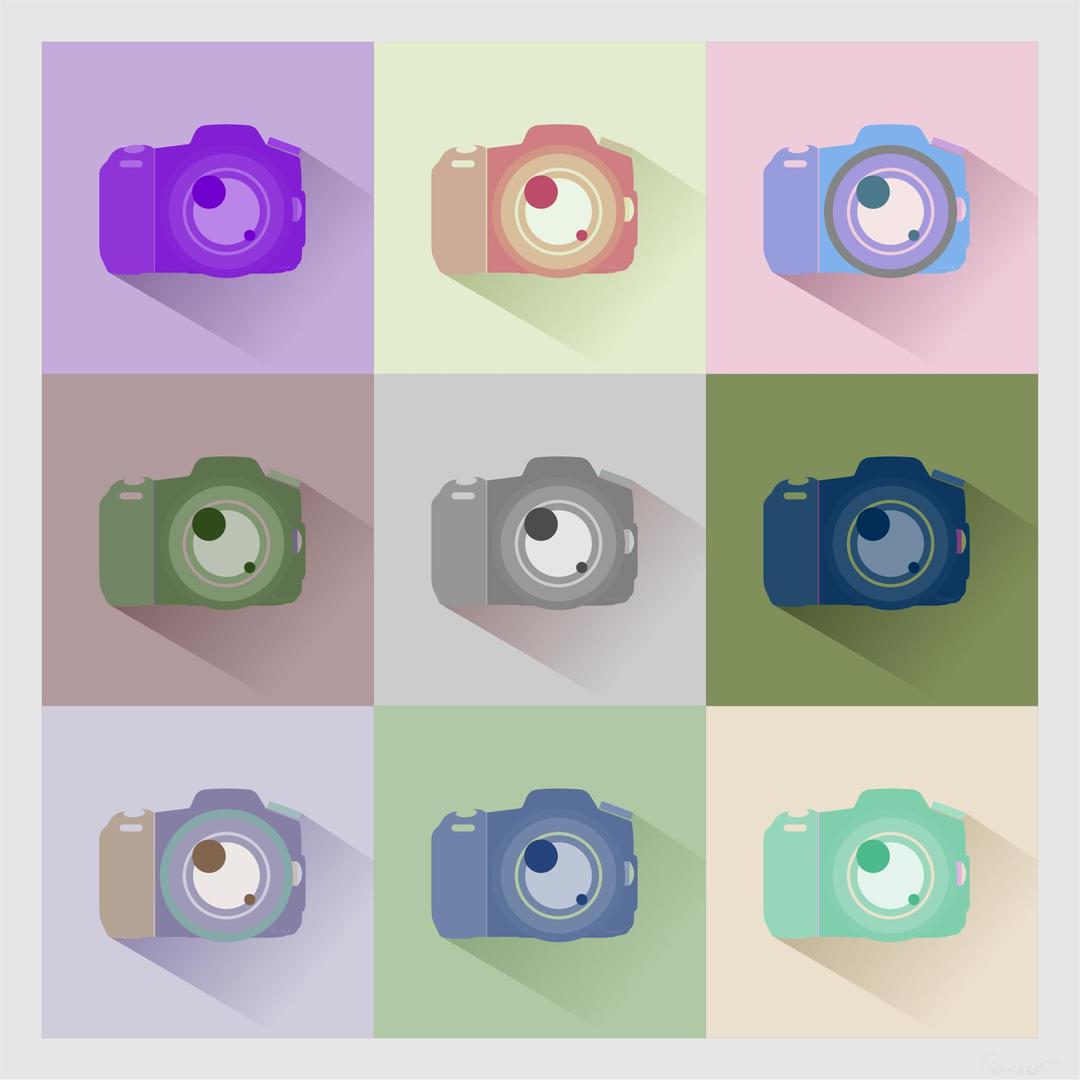 SLR Digital Camera Icons Inverted Color Study png transparent