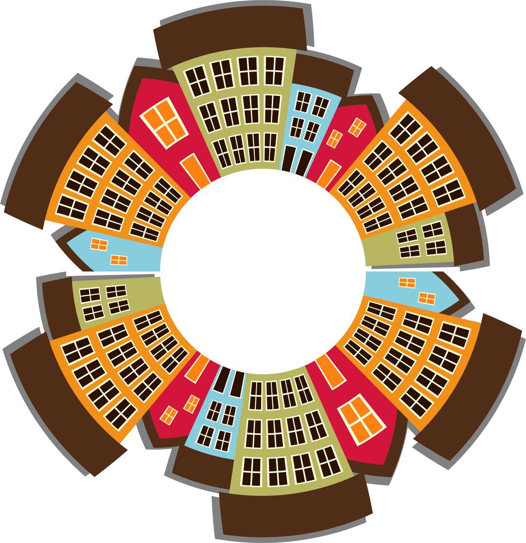 Small Town Cityscape Radial 2 png transparent