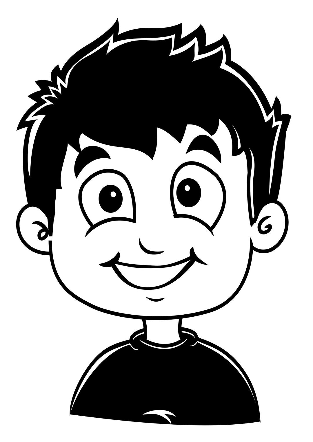 Smiling Boy Black for T-Shirt png transparent