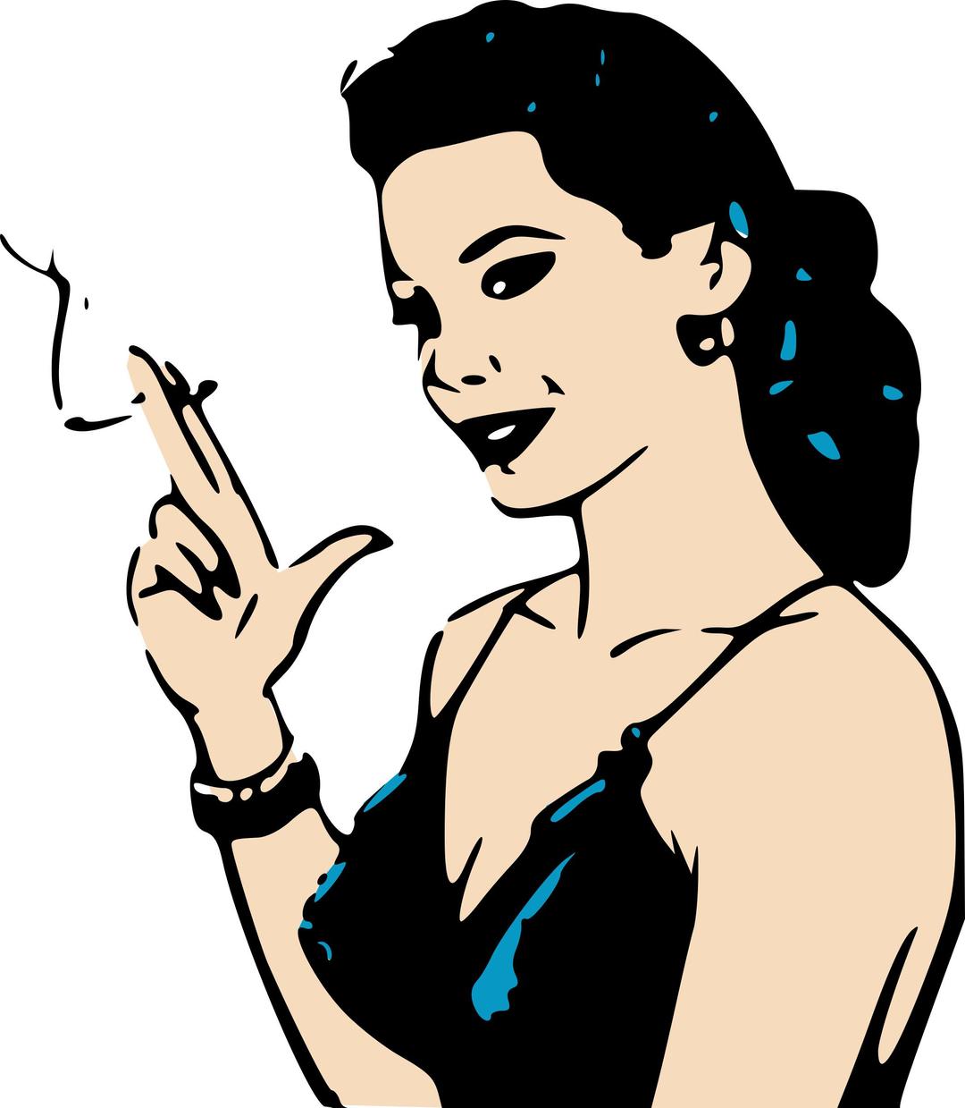 Smoking retro woman png transparent