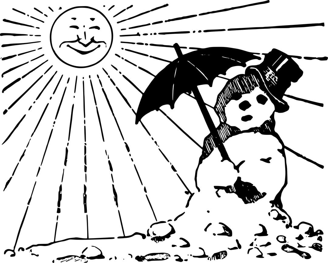 Snowman with Umbrella png transparent