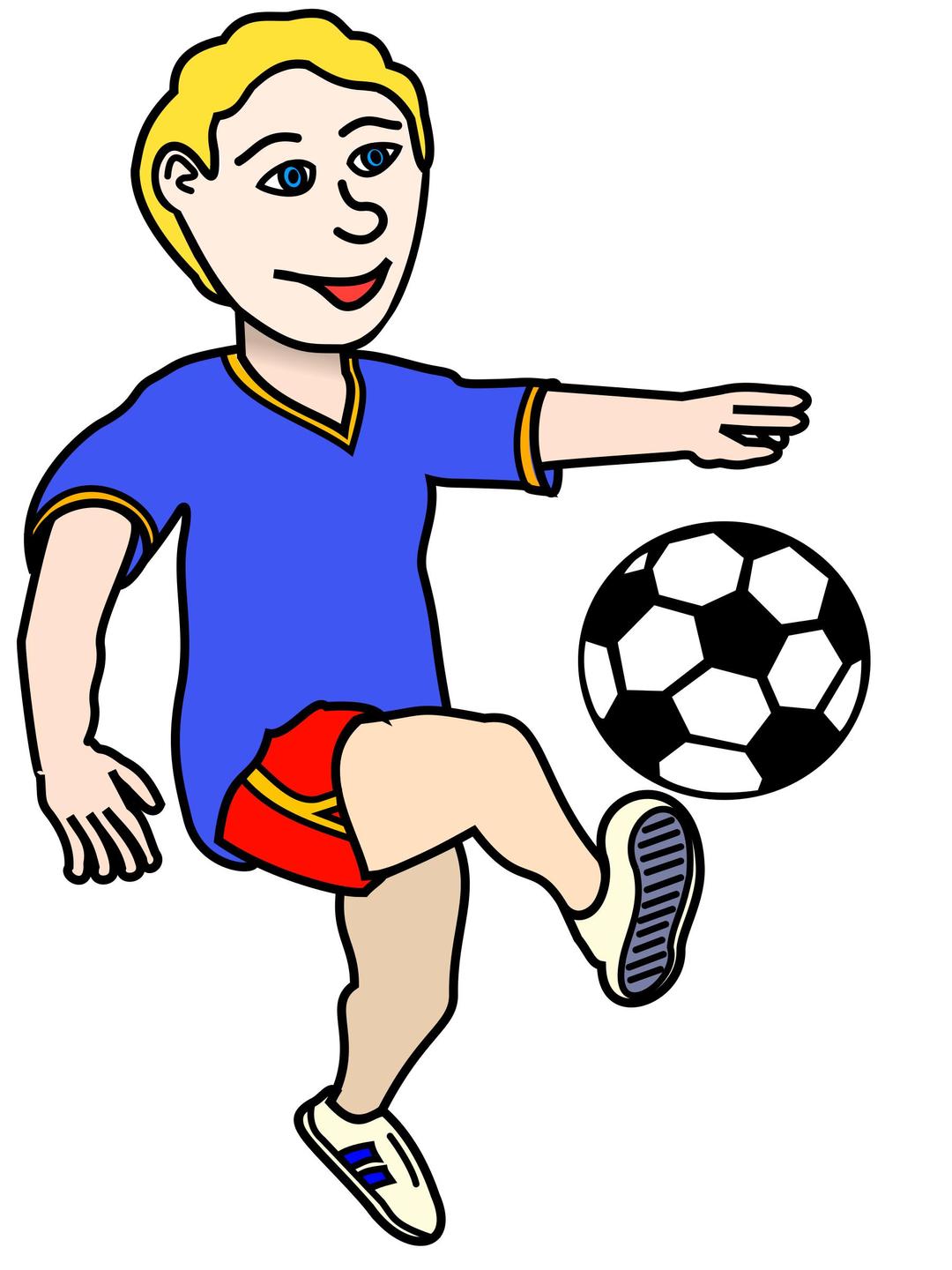 Soccer playing boy coloured png transparent