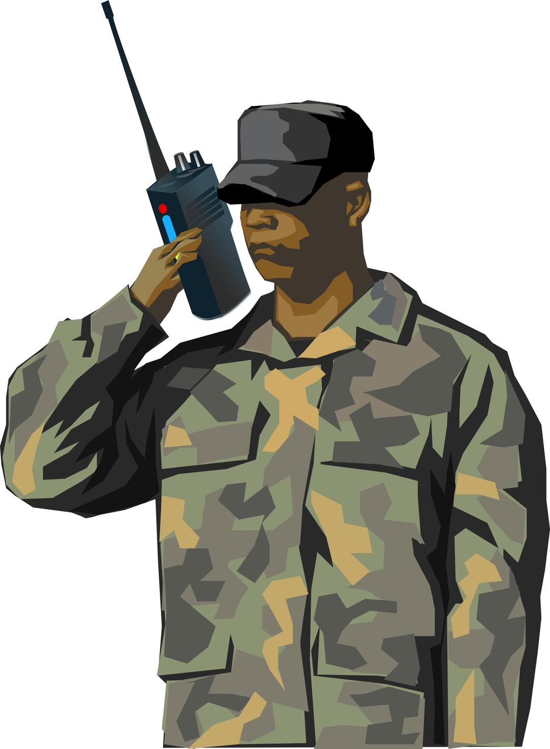 Soldier with walkie talkie radio (tall) png transparent