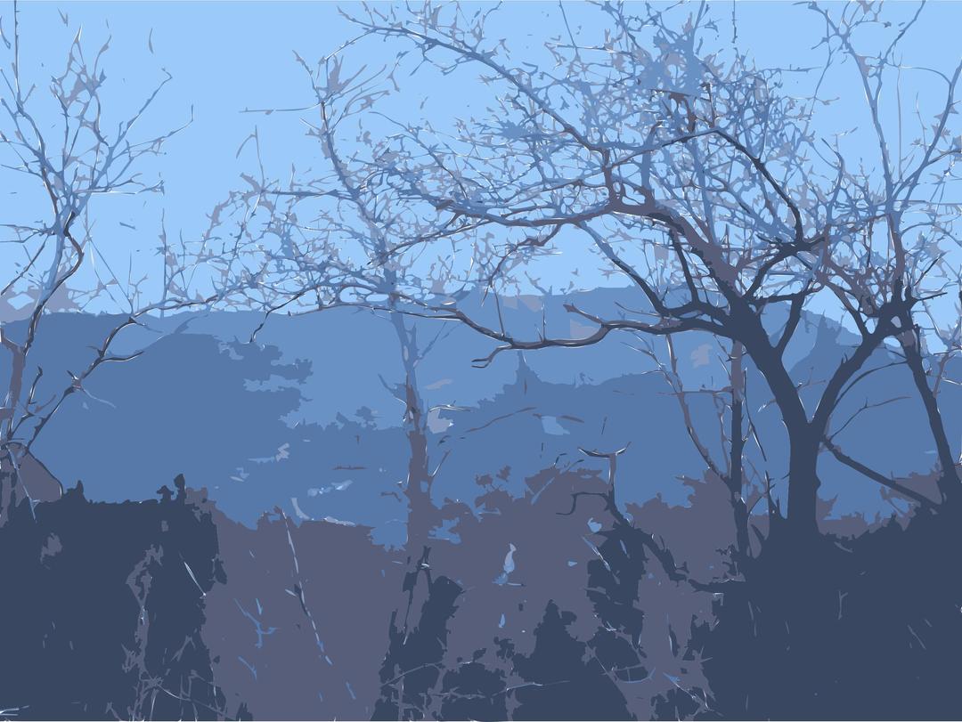 Some trees and some mountains png transparent