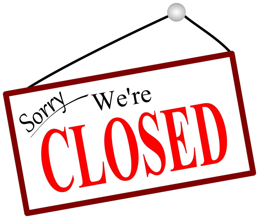 Sorry we're closed door sign png transparent