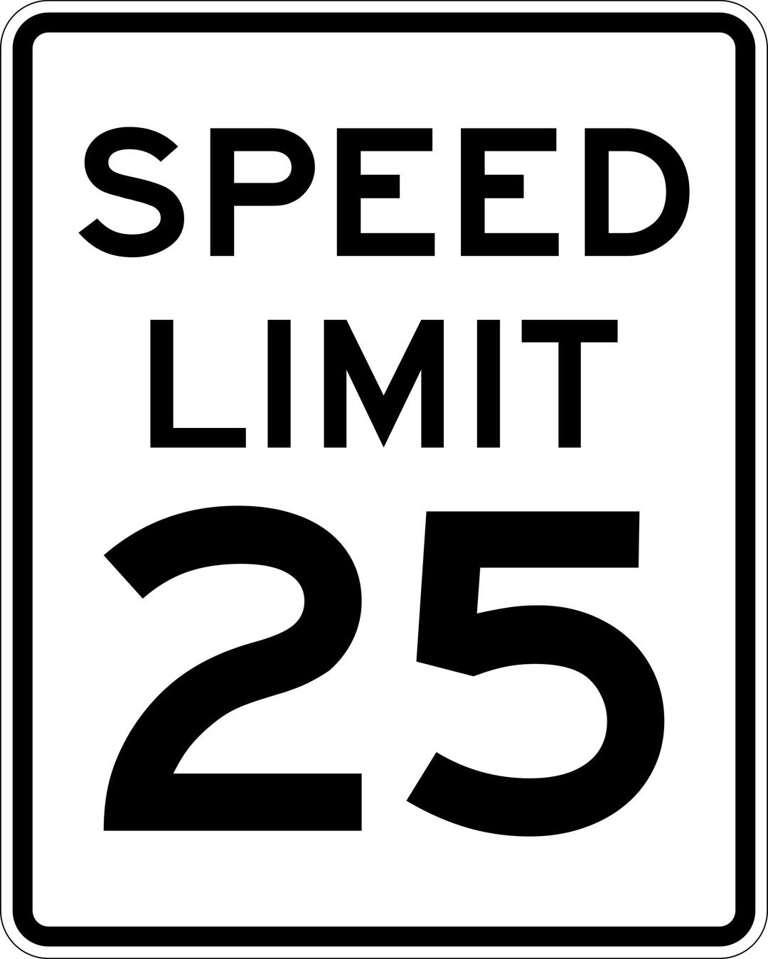 Speed Limit 25 png transparent