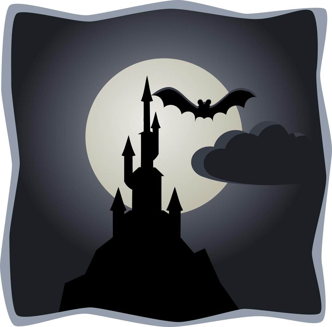 Spooky castle in full moon png transparent