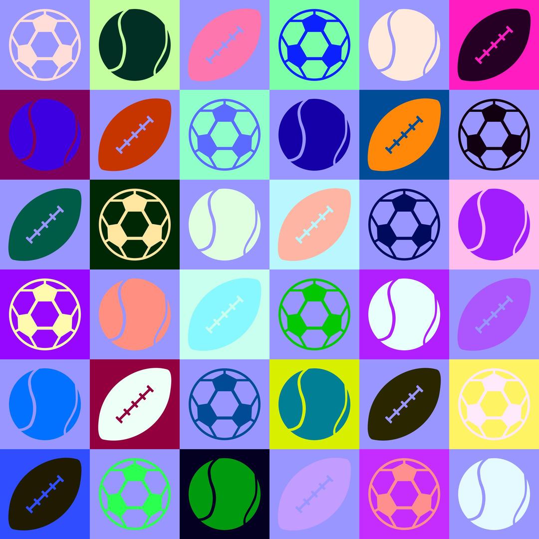 Sports ball pattern (multicoloured) png transparent