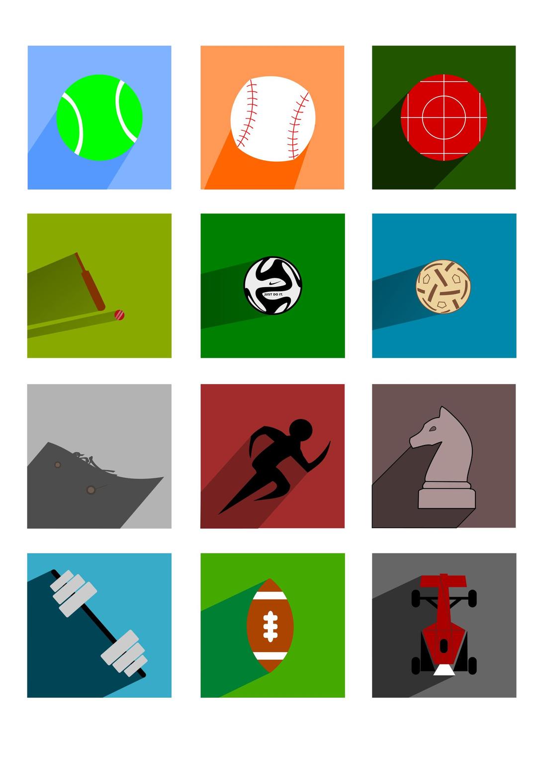 Sports Long Shadow Icons png transparent