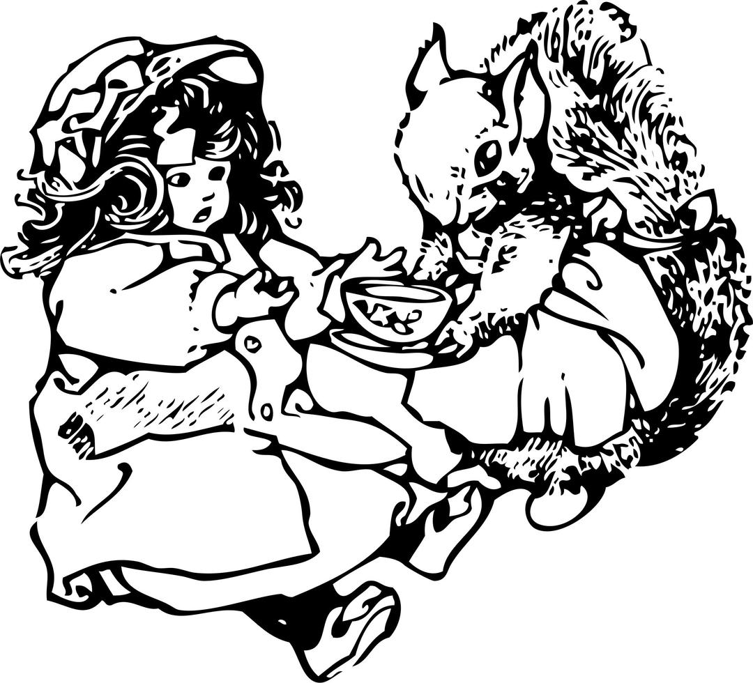 squirrel and doll tea png transparent