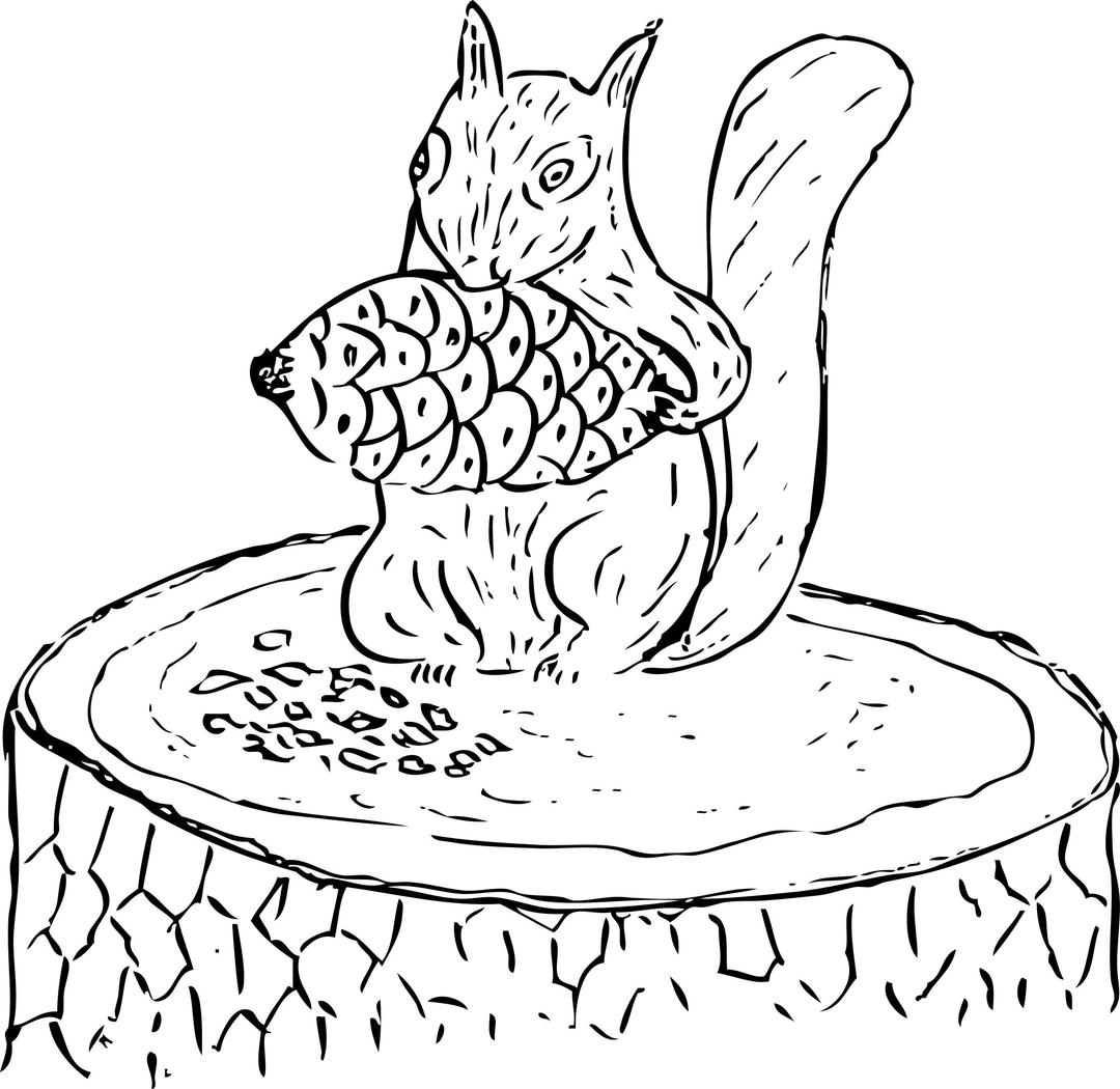 Squirrel eating pine cone png transparent