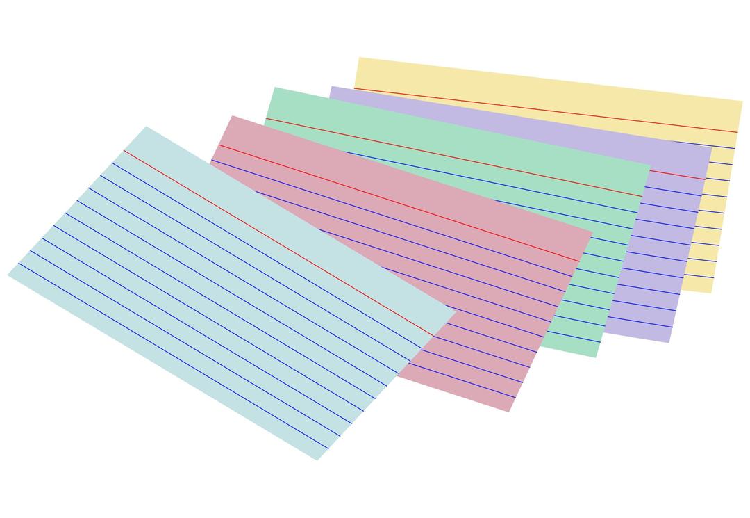 Stack of colored index cards png transparent