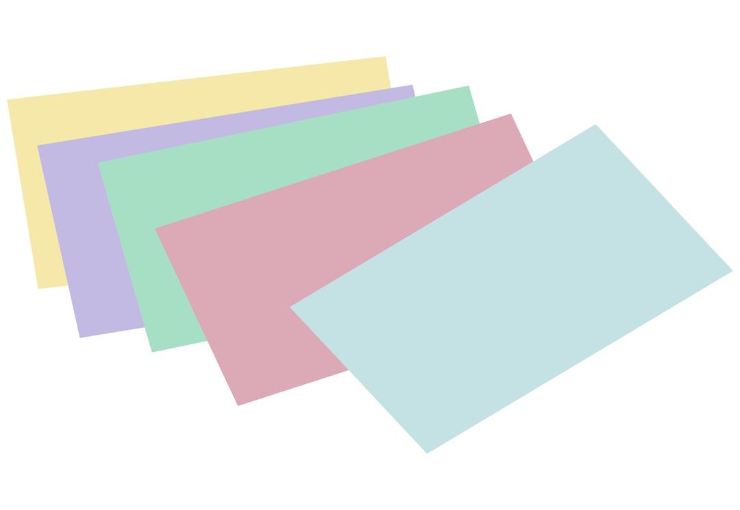 Stack of unlined colored index cards png transparent